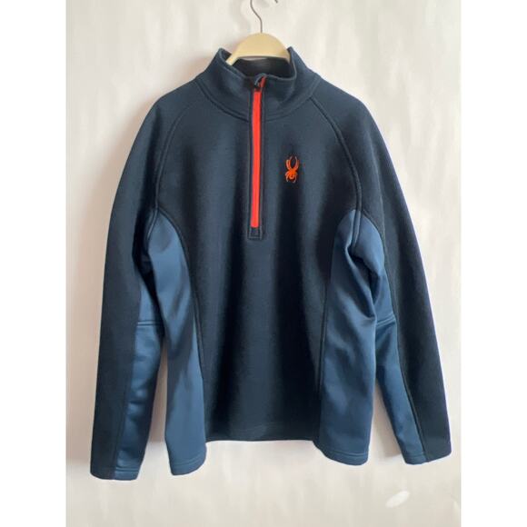 Spyder Outbound Half Zip Mid-Weight Mock Neck Sweater 1/4 Zip Navy Size Large - Picture 1 of 10